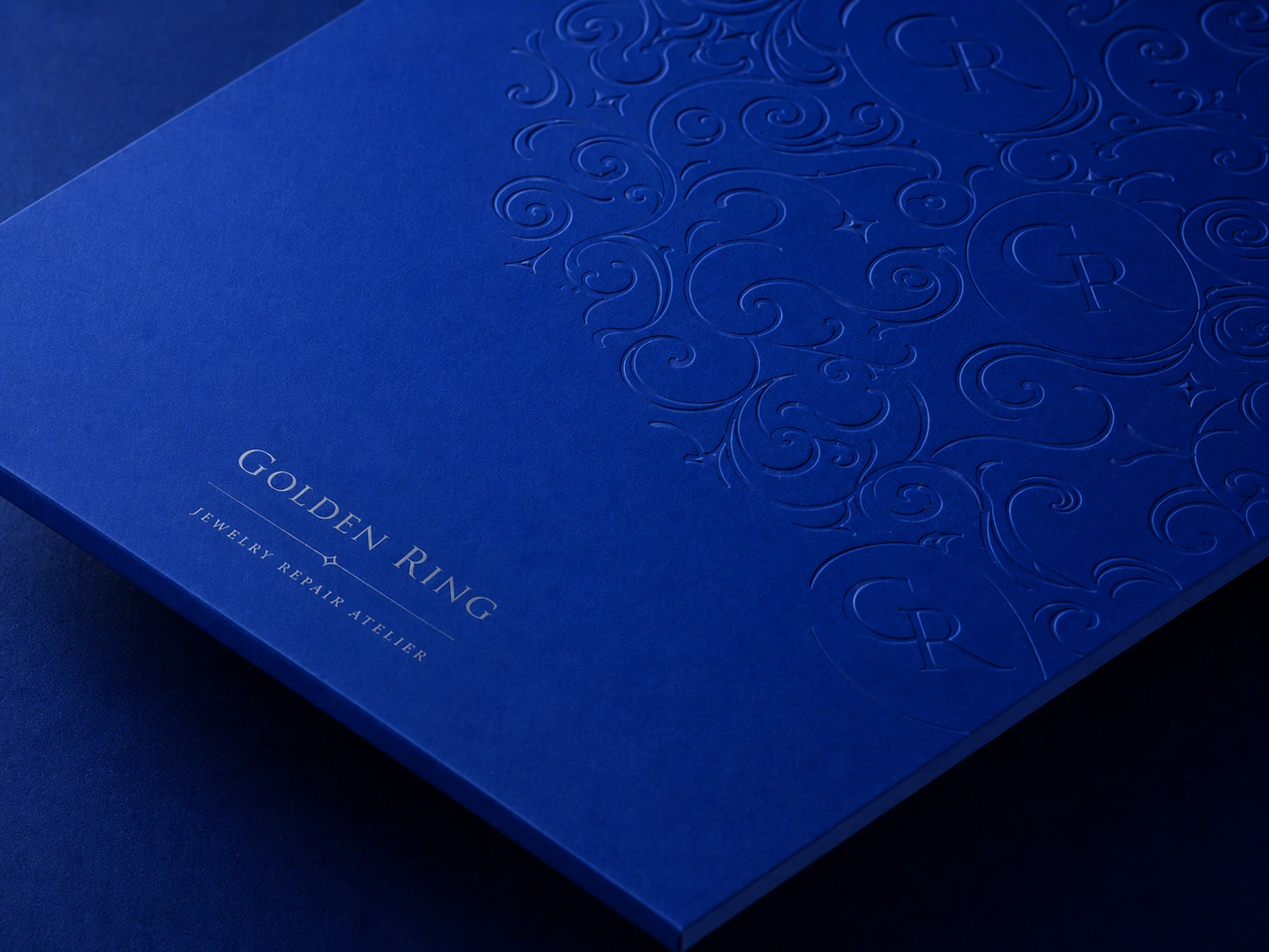 Golden Ring blue embossed stationery cover
